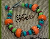 Orange Green Turquoise Bracelet Blue Pink Jade Howlite Silver FIESTA