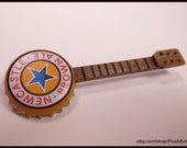 Recycled Newcastle Ale Beer Bottle Cap Guitar Brooch Lapel Pin Wearable Art