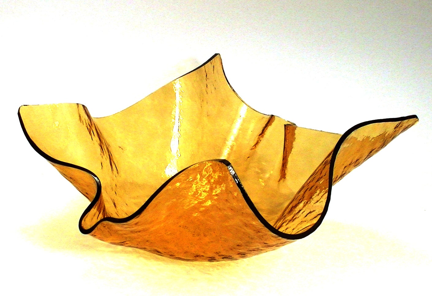Vase Candle - Amber Cathedral Draped Glass Dish