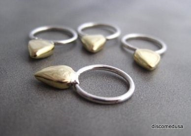CUSTOM MADE tiny sterling silver and brass spike hoop for septum or cartilage piercing jewelry 18g 16g 14g