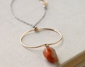 SALE- Token Necklace- sunstone, sterling silver, goldfill.
