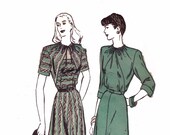 40s Dress Keyhole Neckline vintage pattern 34-28-37 unique