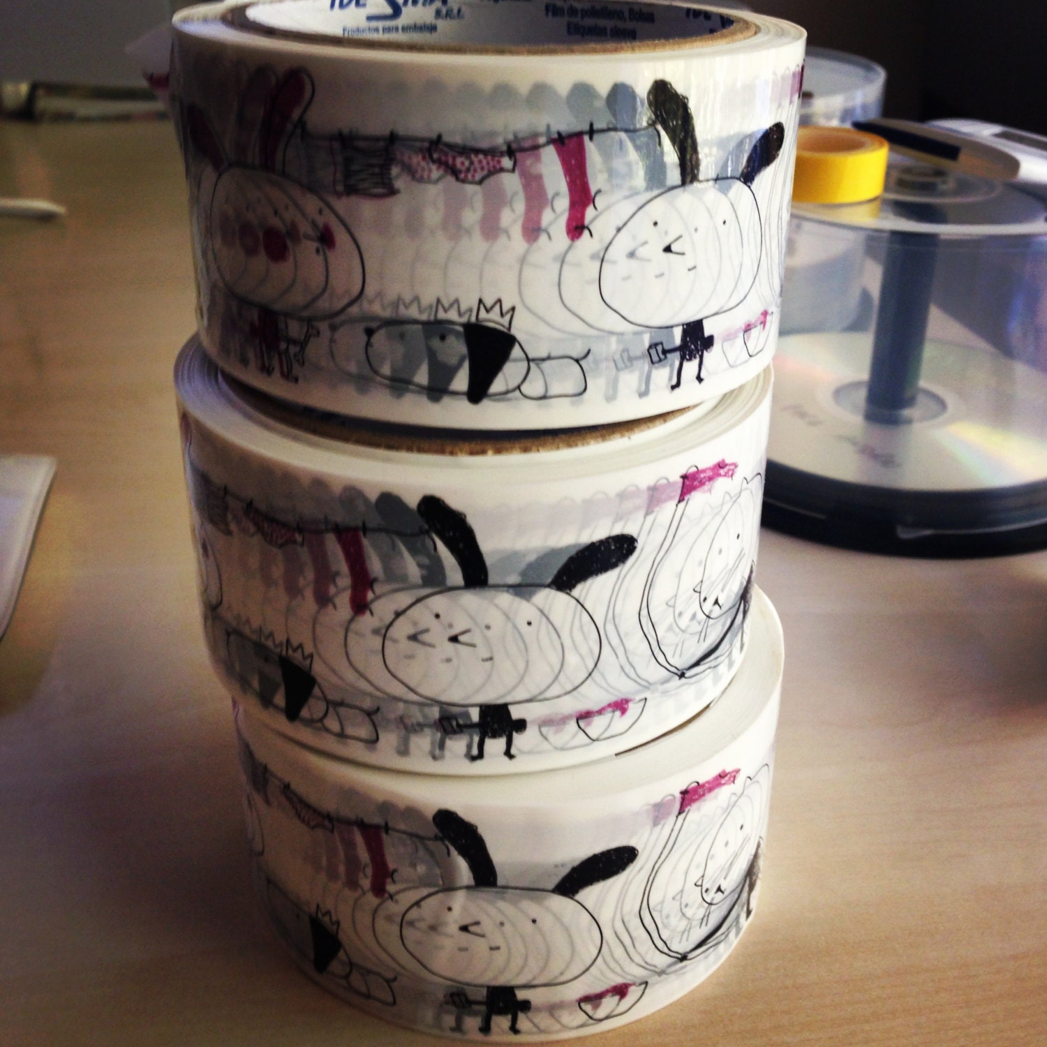 Illustrated adhesive washi tape
