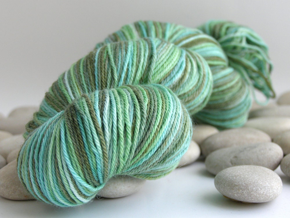 Hand Dyed Merino Wool Silk Yarn - Fingering Weight, Variegated 440yds - Sleeping Forest