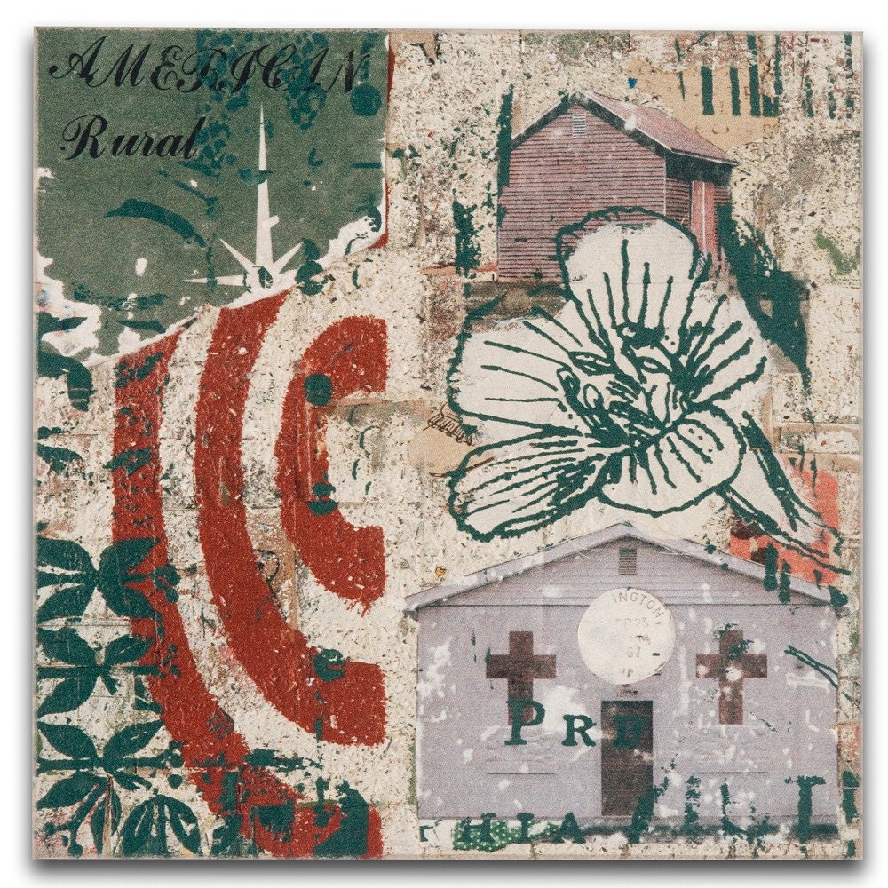 SALE: Church with Crosses, American Rural I Art Print on Wood, BOX PRINT reproduction