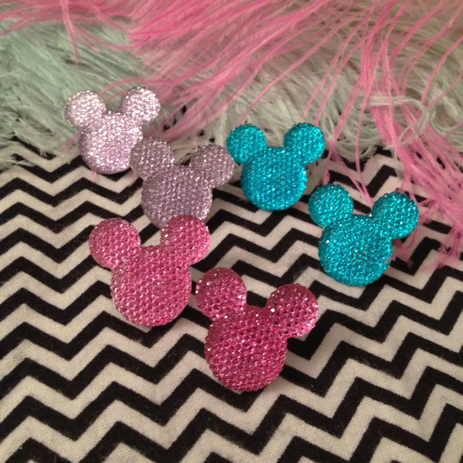 Teal, Pink or Lilac Mouseketeer Stud Earrings
