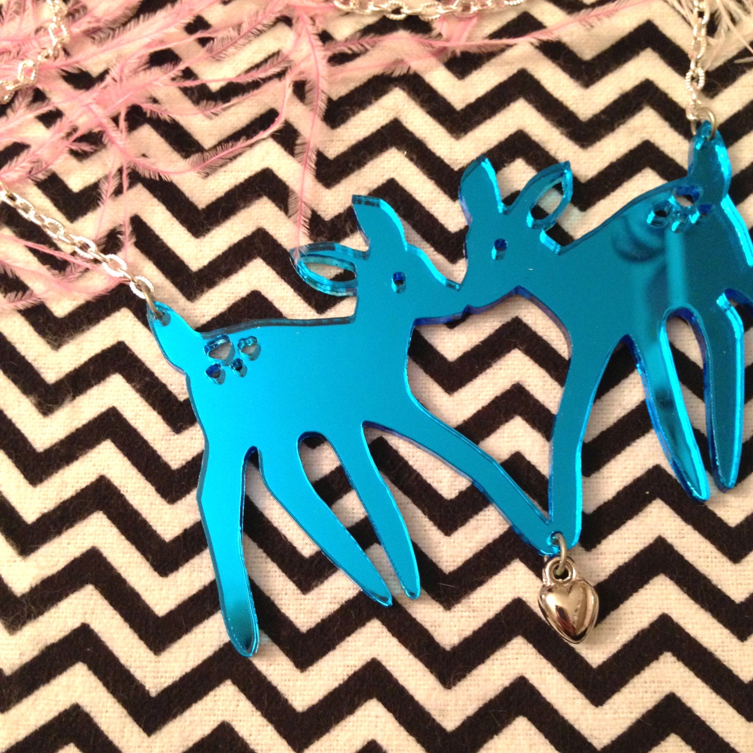 Pink or Blue Acrylic FAWNS Necklace
