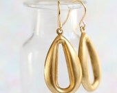 Modern Golden Brass Dangle Hoops
