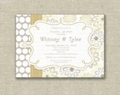 Modern Bridal Couples Shower Invitation Champagne Pewter Winter White Dots Printable by girlsatplay Il_170x135