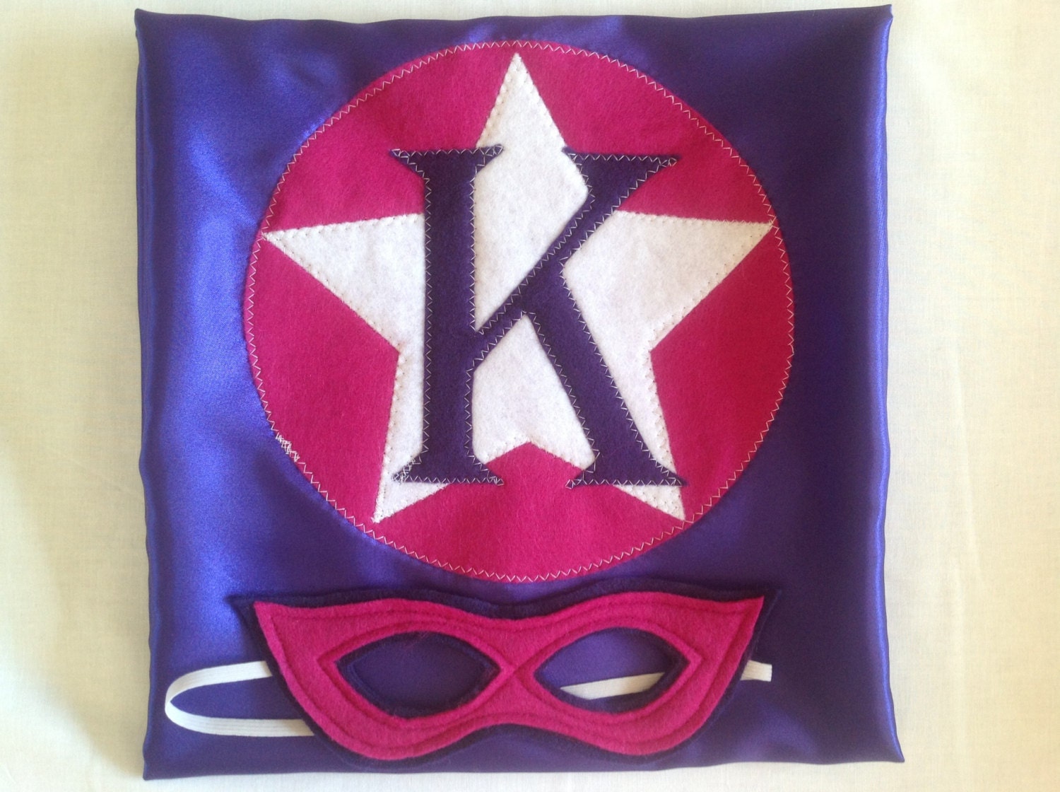 Girls Purple Personalized Super Cape with double color mask