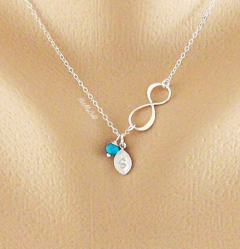 Mother's day Necklace, Infinity Necklace, Tiny Birthstone Charms, Monogram   Necklace, Sister, Best friend, Personalized new mom necklace
