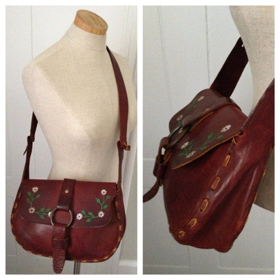 Vintage 70s hand tooled leather purse by modernhex on Etsy