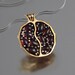 Small JUICY POMEGRANATE garnet bronze & silver pendant