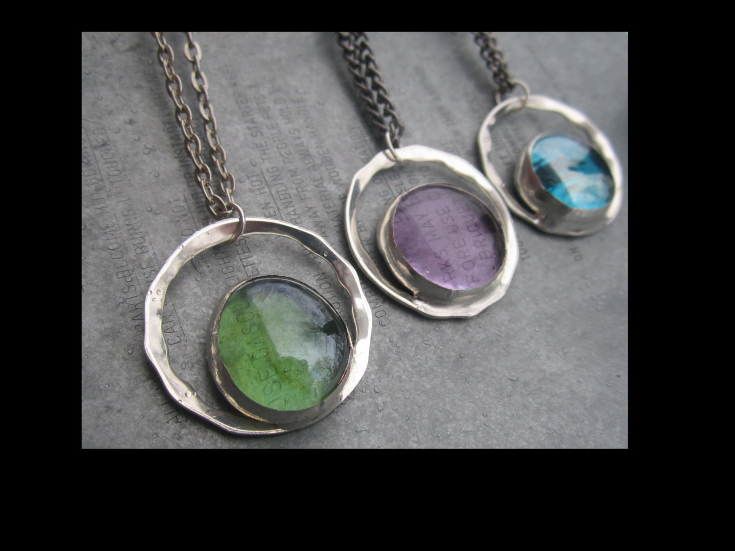 Your Choice Colored Glass in Round Silver Hoop Necklace by Heidi Urbanski on etsy