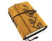 Journal, Leather, Handmade, Suede, Golden Leaves