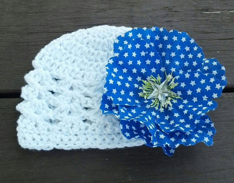 Cotton Newborn Hat with Detachable Silk Flower FREE shipping in USA