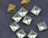 Vintage SQUARE 12mm x 12mm RHINESTONES Lot of (10) Shabby  LARGE Glass Gold Foil Back jc 12mmsq mORE aVAILABLE