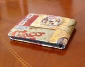 Slim wallet mens - Retro wallet - 7 pocket bifold - spice canister - billfold - water resistant lining - vegan