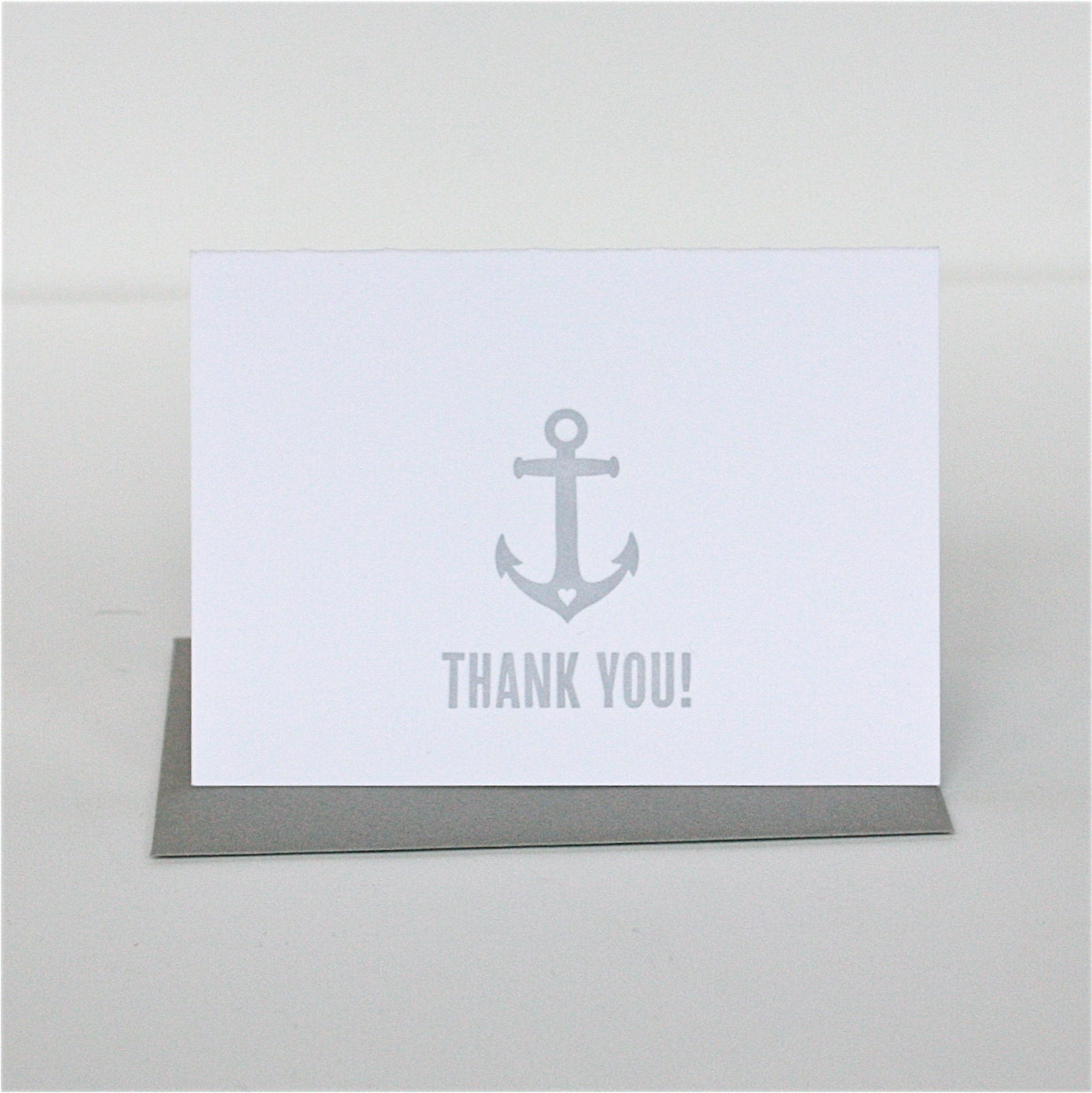 Pewter Anchor Thank You Letterpress Card