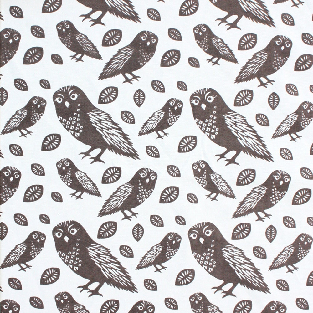 Fabric by the Half Yard -  Espresso Owls - foxyandwinston