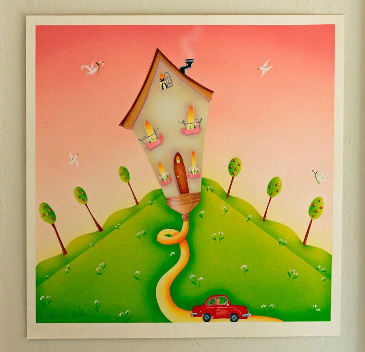 ART PRINT FRAMED Custom Framed House Paint Print by Valerie Walsh 12 x 12