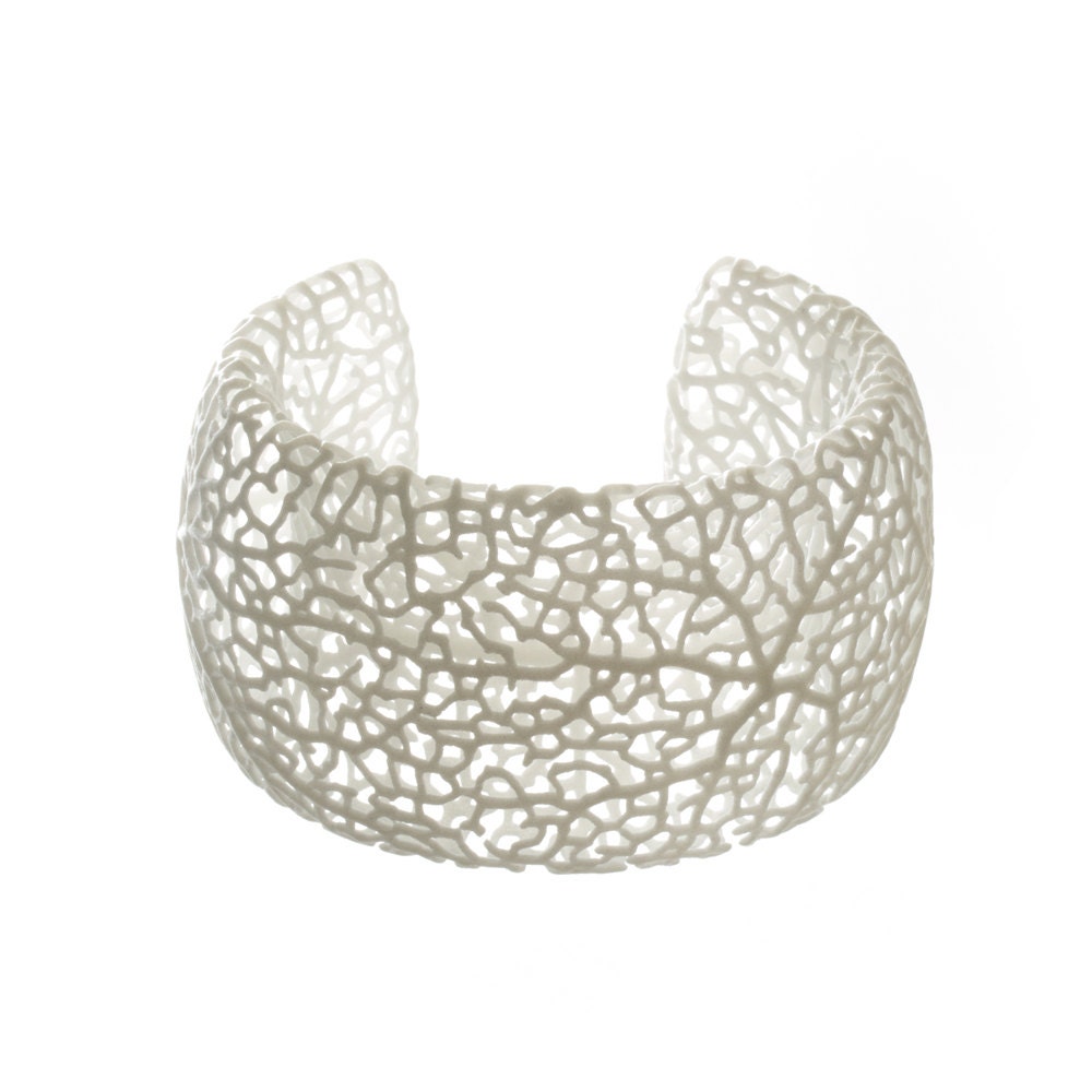 Rhizome Cuff (white) 3d printed nylon bracelet jewelry
