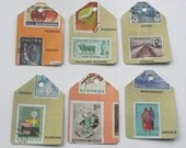 Set of 6 postage stamp gift tags