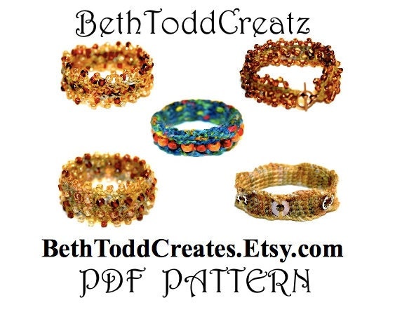 INSTANT Download Crochet Bracelet eBook PDF Pattern Set of 5 by BethToddCreatz on Etsy