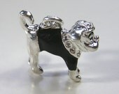 Pug with Black Coat Charm Silver Plated with Lobster Clasp