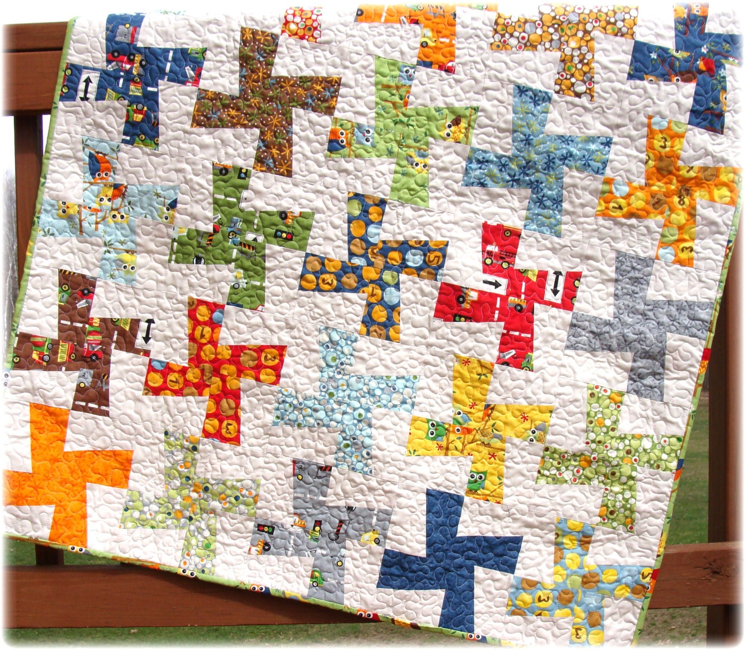 Baby Boy Quilt Ten Little Windmills