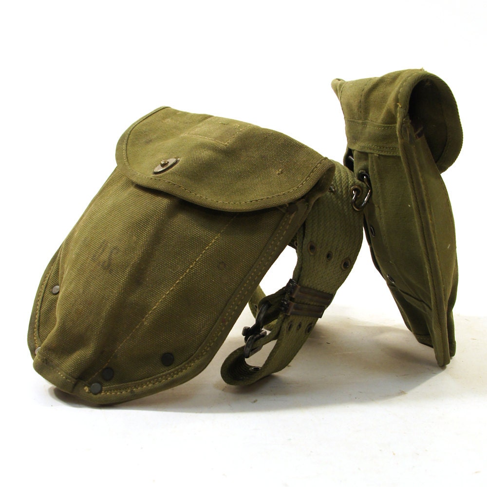 World War II Army Belt with Two Removable Hip Pouches