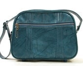 50s American Escort Carry On Shoulder Bag / Blue Vinyl / Medium Sized Tote