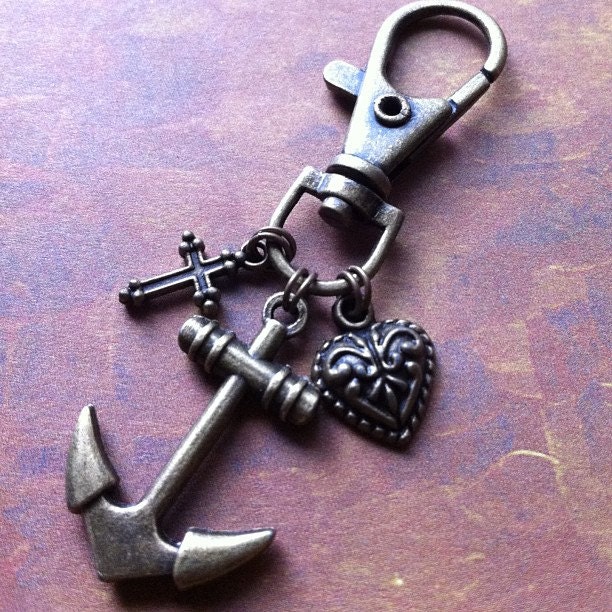 Faith Hope Charity Bronze Keychain
