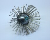 Friday Fun - Kinetic Ring in Silver, found pins and blue topaz