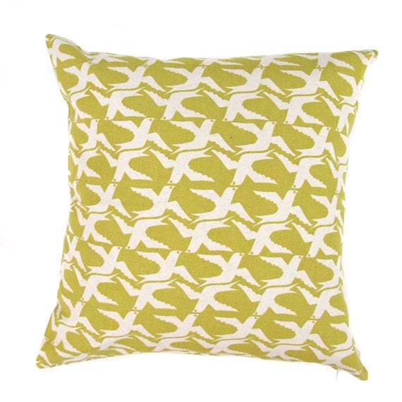 Cushion cover  - Cloudbirds, in Goldfinch