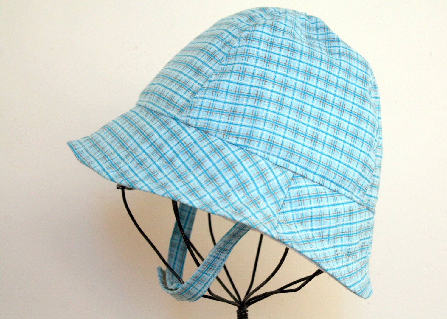 Light Blue Plaid Baby and Toddler Boy Sunhat
