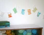 Colorful Party Garland Flags with Vintage and Lace Fabrics
