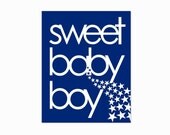 Sweet Baby Boy Nursery Art, ANY COLOR , Word Art 8x10 Navy Blue, Artwork for Boys Room