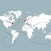 World Map, CUSTOM COLORS and COUNTRIES - Long Distance Family Love Map - 8x10