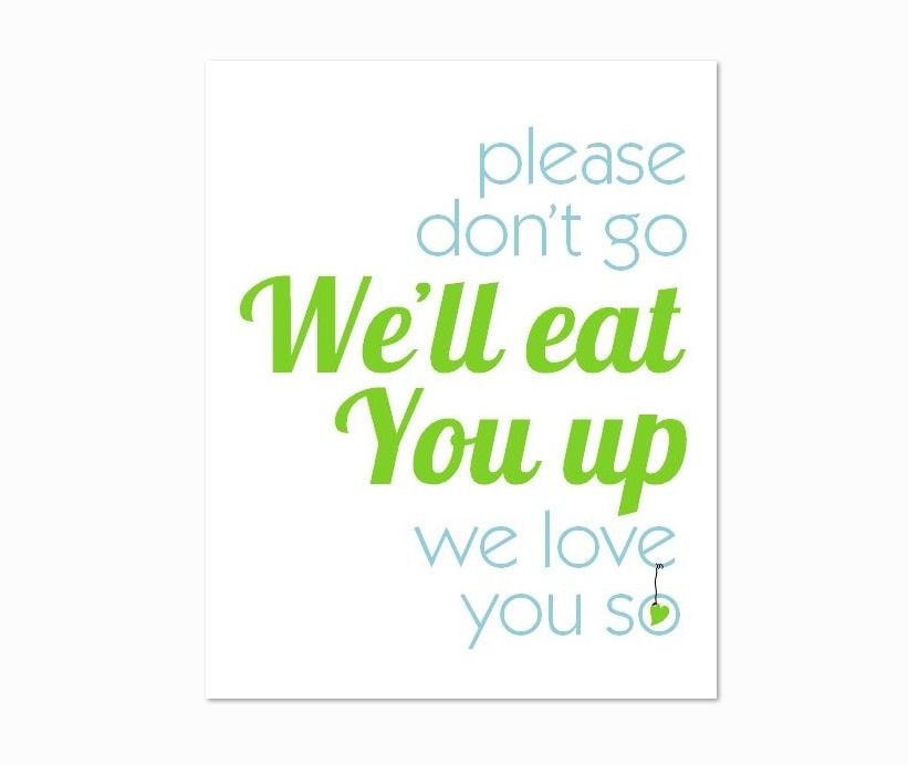 We'll Eat You Up Nursery Art Print, ANY COLOR, 8x10 Light Blue and Lime Green Decor, Baby Boy Nursery Wall Art