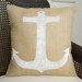 Anchor - Burlap Pillow - Nautical Pillow - Anchor Pillow