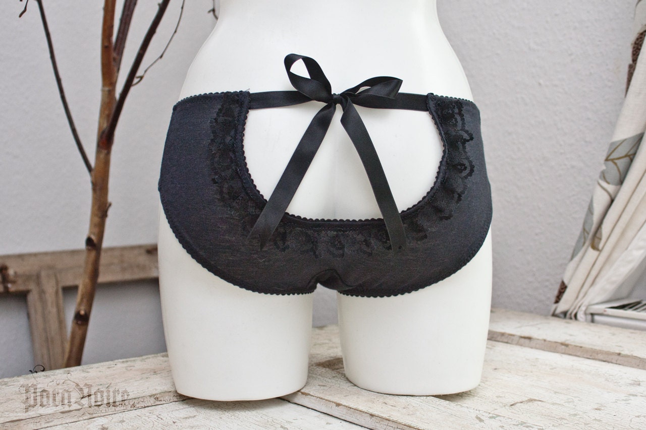 one of a kind - "Peek-a-Boo" Panty - dark slate blue cotton jersey panties with cute cut-out in the back