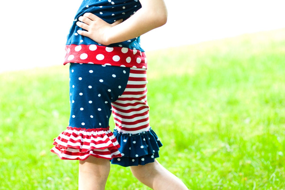 Pattern Ruffle shorties PDF pattern Instant Download Size 12m-12 sewing pattern leggings, capris and shorts and knit sewing tutorial