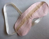sleep mask in linen with vintage lace and a brushed cotton back - blush eye mask
