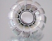 Large Flower Pin Aluminum Silver Tone Vintage Jewelry