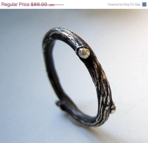 Willow twig ring, sterling silver, blackened twig jewelry, made to order, your size