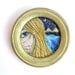 At Night the River ran Wild, vintage circle gold framed, blue eye woman face, Original Fabric on Wood art