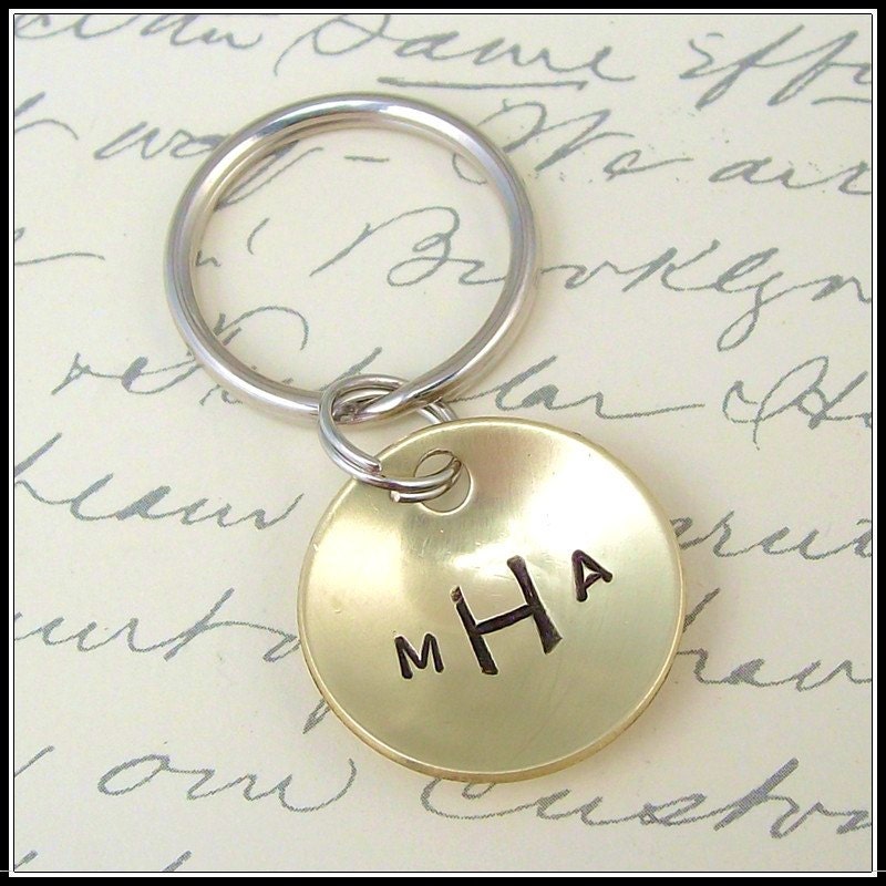 Monogrammed Hand Stamped Key Chain or Charm A Great Father's Day Gift