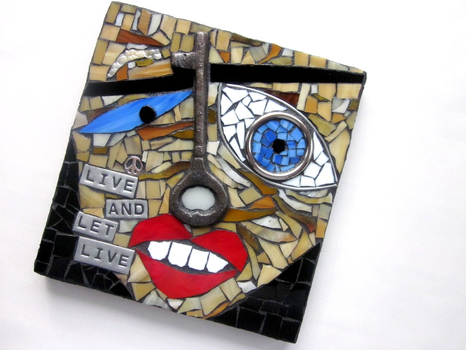 Live And Let Live. (Contemporary Funky Mixed Media Original Art Mosaic by Shawn DuBois)