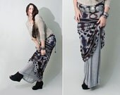 Tribal Print Long Maxi Skirt, Bohemian, Hand Made xs s m l xl Tall and Petite Lengths